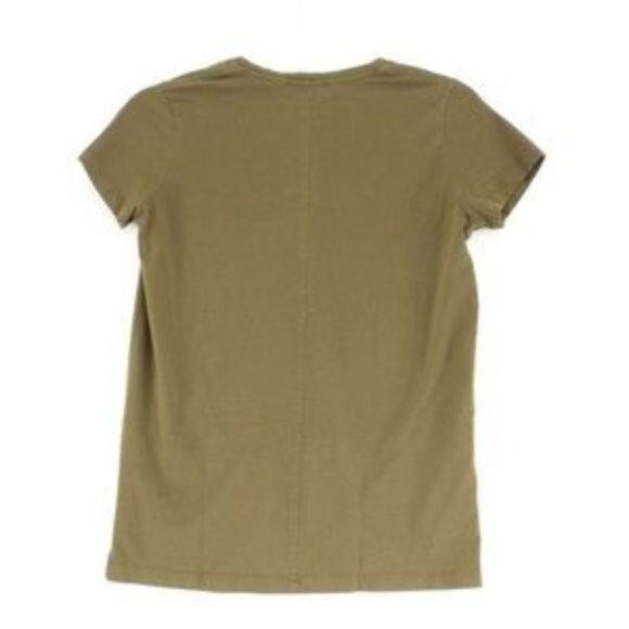 Zara Womens Olive Green V-Neck Short Sleeve High Low Hem T-Shirt - Picture 2 of 2